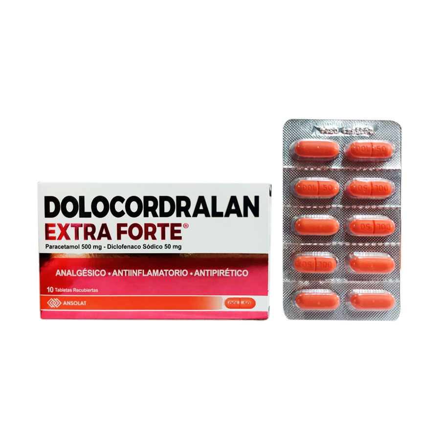 DOLOCORDRALAN EXTRA FORTE - Tabletas recubiertas caja x 10 - 500 mg + 50 mg