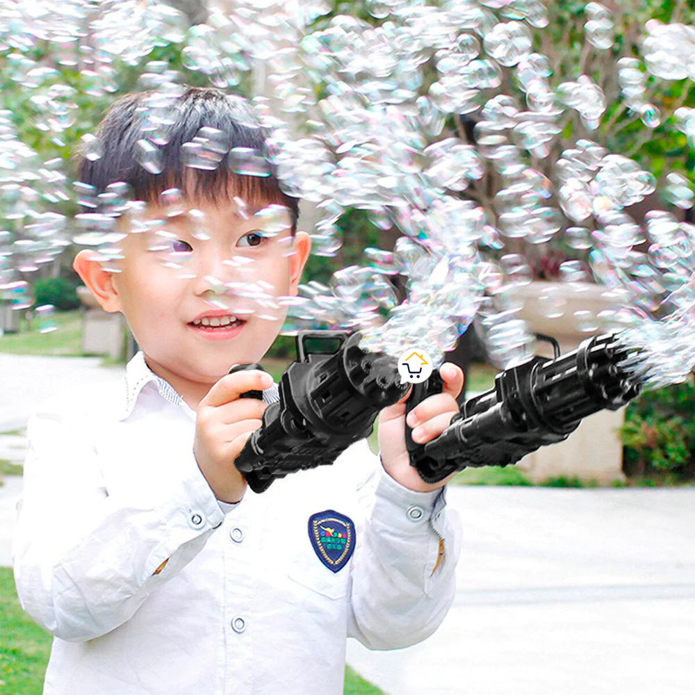 PISTOLA BURBUJAS - Pistola de burbujas BUBBLE GUN GATLING e variedad de colores