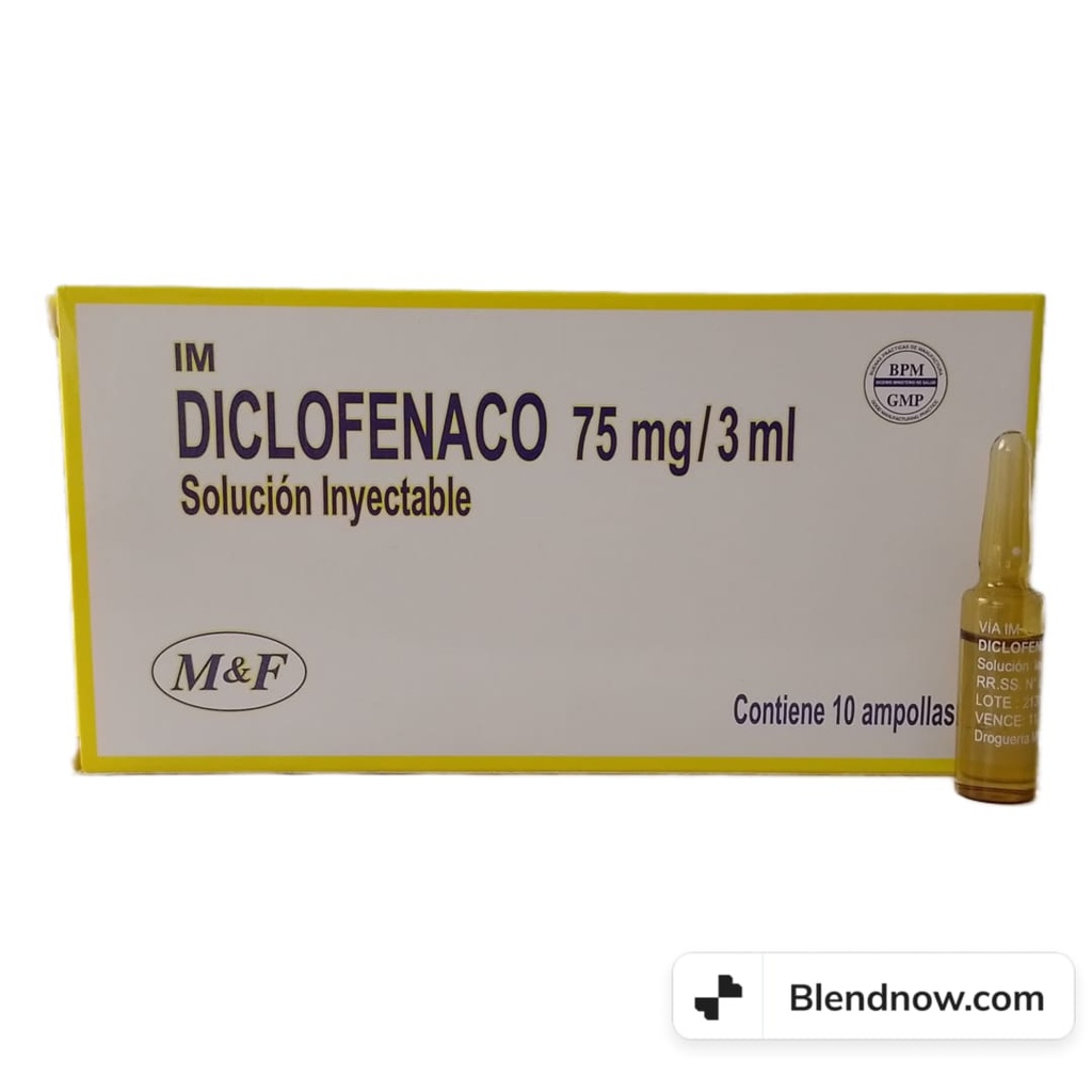 DICLOFENACO SODICO M&amp;F- Solucion inyectable ampolla via I.M. caja x 10 - 75 mg / 3 mL