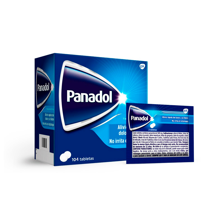 PANADOL - Tabletas caja x 104 (52 sobres x 2 c/u) - 500 mg