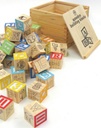 CUBO BLOQUES - Cubo de bloques de madera de colores x 27 piezas