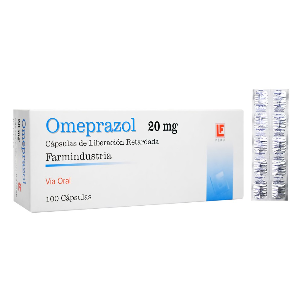 OMEPRAZOL FARMINDUSTRIA - Capsulas de liberacion retardada caja x 100 - 20 mg