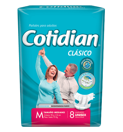 PANALES COTIDIAN - Panales para adultos CLASICO FRESH CONTROL UNISEX (Paquete x 8 unidades)