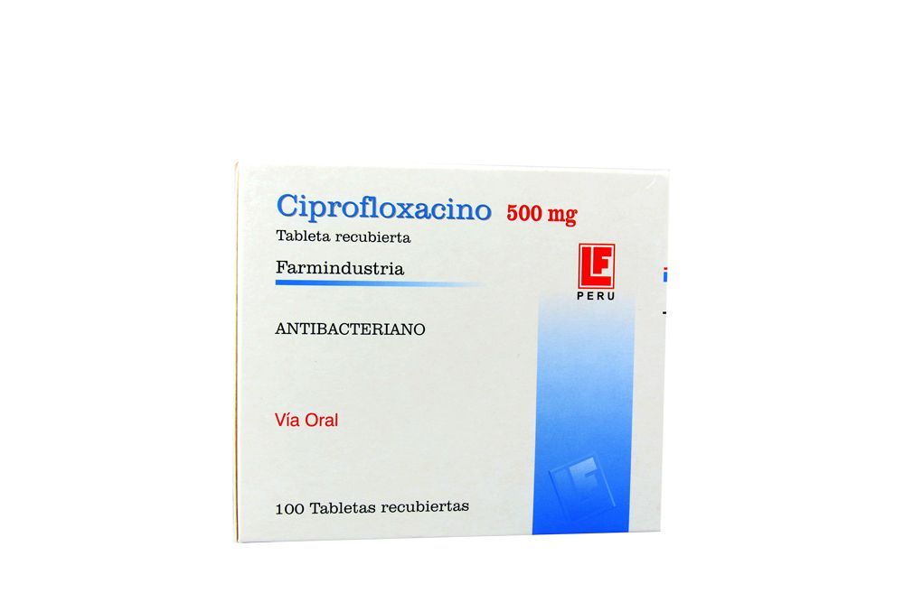 CIPROFLOXACINO FARMINDUSTRIA - Tabletas recubiertas caja x 100 - 500 mg