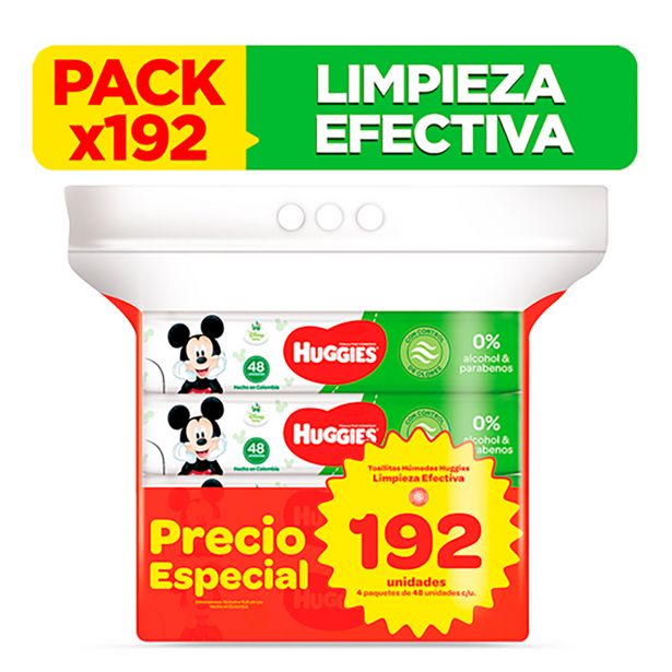 PRECIO ESPECIAL HUGGIES - Toallitas humedas LIMPIEZA EFECTIVA - DISNEY PACK x 4 ( x 48 unidades)