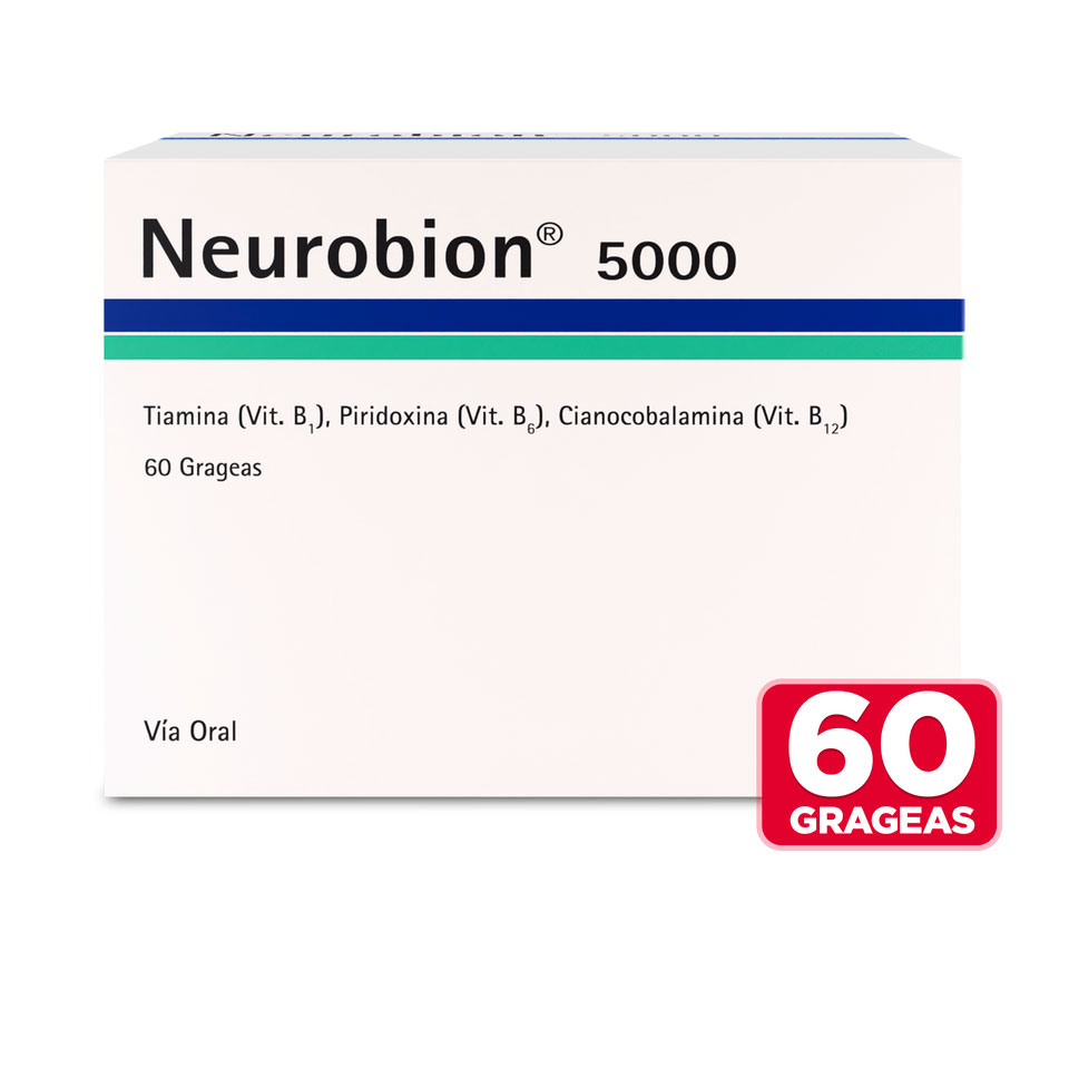 NEUROBION 5000 - Grageas caja x 60 - 100 mg + 100 mg + 5000 mcg