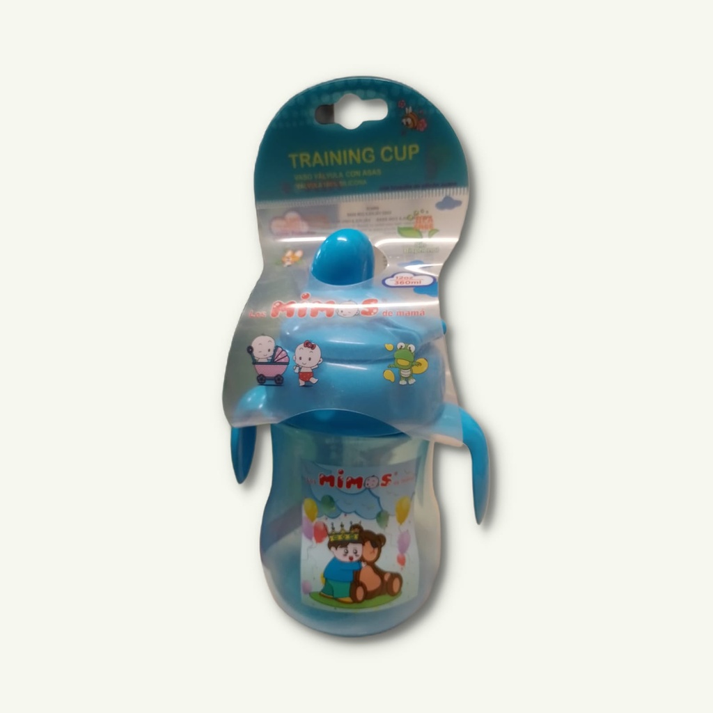 TRAINING CUP - Vaso valvula con asas con boquilla de silicon suave - LOS MIMOS DE MAMA x 12 oz / 360mL