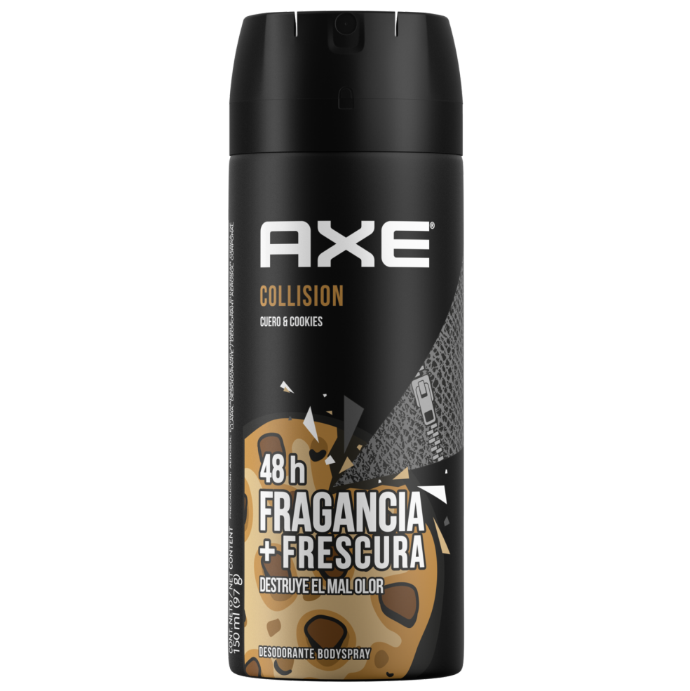 AXE - Desodorante corporal en spray COLLISION CUERO &amp; COOKIES 48h FRAGANCIA + FRESCURA x 97 g / 150 mL