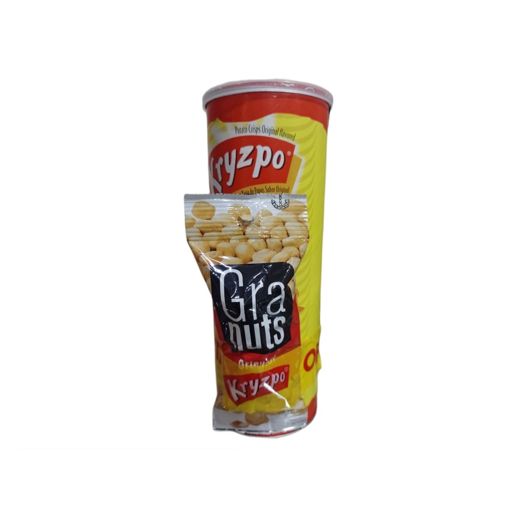 OFERTA KRYZPO - Pack laminas de papas fritas saladas sabor ORIGINAL x 130 g + mani confitado GRANUTS - ORIENTAL x 25 g