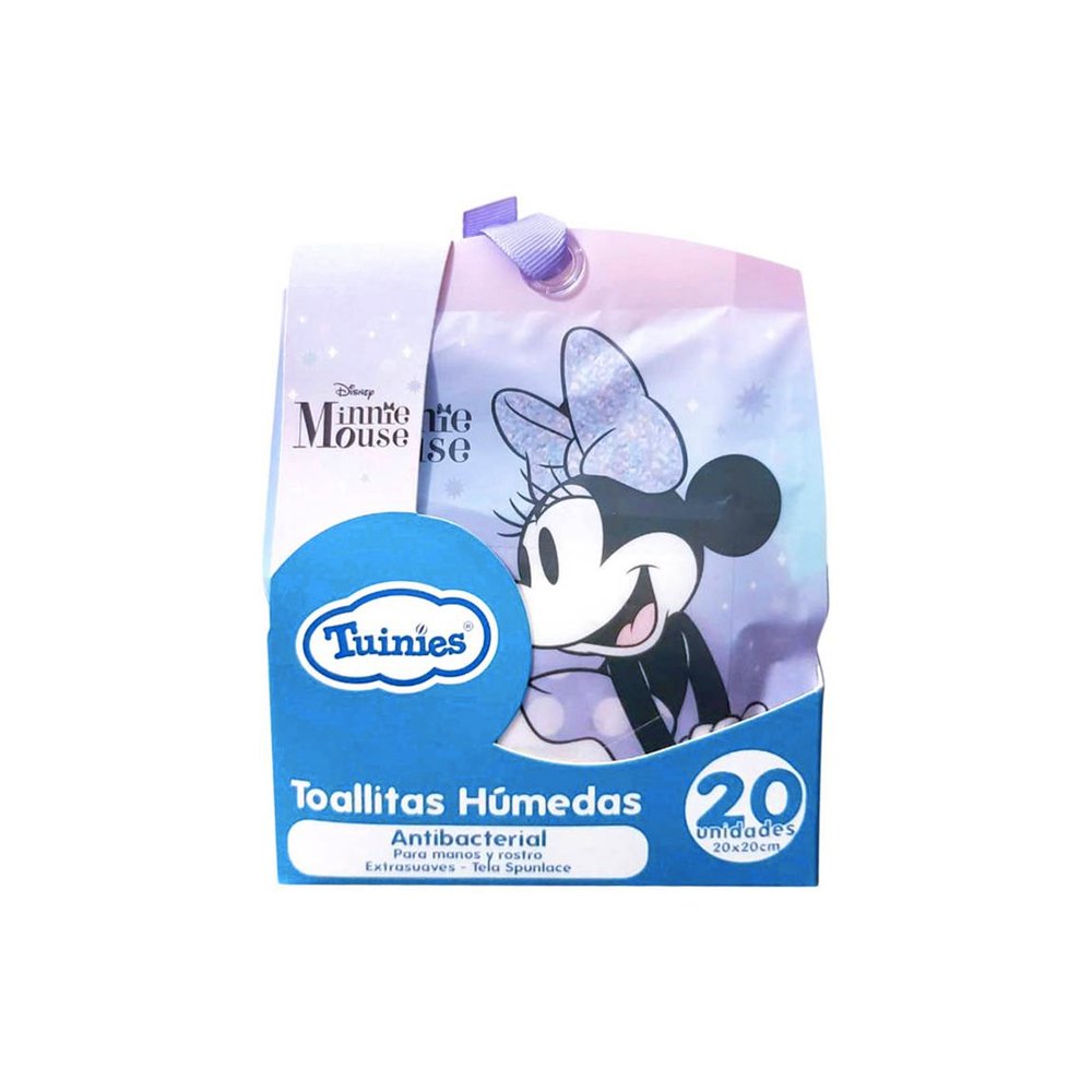 TUINIES - Toallitas humedas antibacterial para manos y rostro ( 20 x 20 cm) x 20 unidades