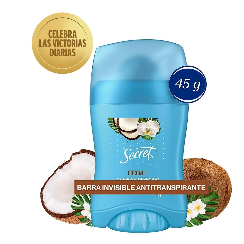 SECRET - Gel invisible antitranspirante SECRET - 5X FRESH DEFENSE COCONUT x 45 g