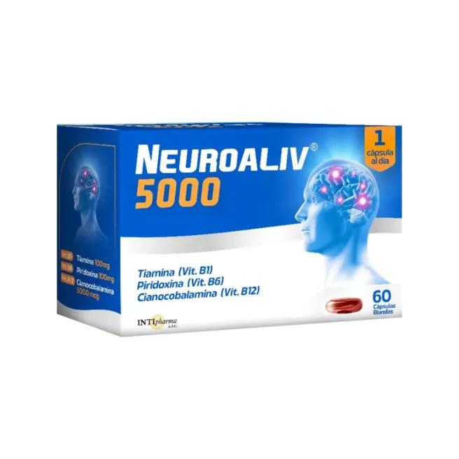 NEUROALIV 5000 - Capsulas blandas caja x 60 - 100 mg + 100 mg + 5000 mcg