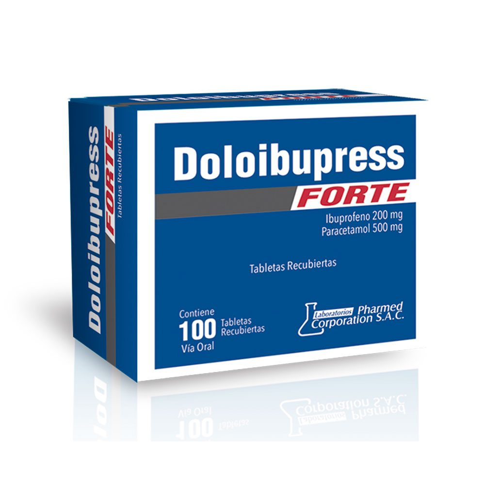 DOLOIBUPRESS FORTE - Tabletas recubiertas caja x 100 - 200 mg + 500 mg