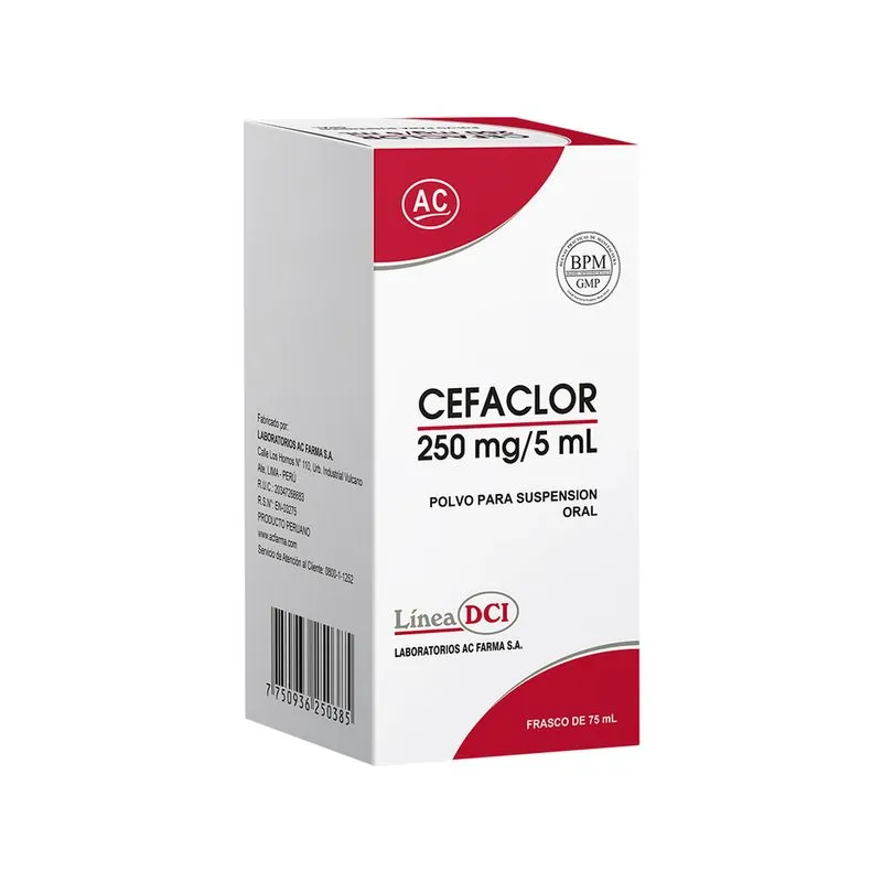CEFACLOR - Polvo para suspension oral x 75 mL - 250 mg / 5 mL
