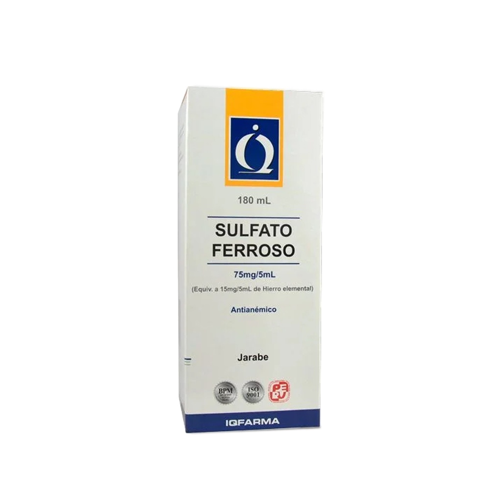 SULFATO FERROSO - Jarabe x 180 mL - 75 mg / 5 mL