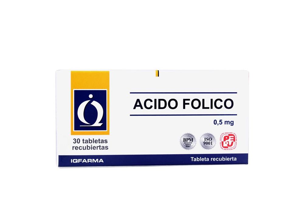 ACIDO FOLICO IQFARMA - Tabletas recubiertas caja x 30 - 0.5 mg