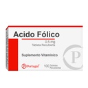 [ACIDO FOLICO PORTU] ACIDO FOLICO PORTUGAL - Tabletas recubiertas caja x 100  - 0.5 mg