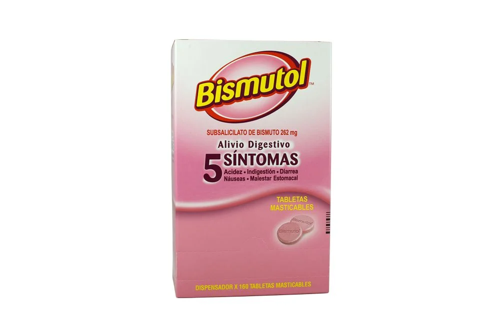 BISMUTOL - Tabletas masticables caja x 160 (80 sachets x 2 c/u) - 262 mg
