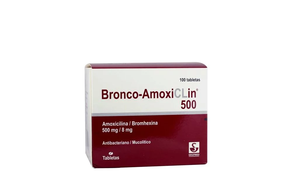 BRONCO  AMOXICLIN 500 - Tabletas caja x 100 - 500 mg + 8 mg
