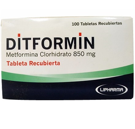 DITFORMIN - Tabletas recubiertas caja x 100 - 850 mg