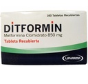 [DITFORMIN] DITFORMIN - Tabletas recubiertas caja x 100 - 850 mg