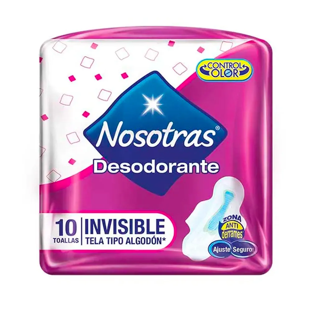 NOSOTRAS DESODORANTE - Toallas femeninas NOSOTRAS - INVISIBLE TELA TIPO ALGODON x 10 unidades