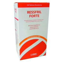 [RESSFRIL FORTE] RESSFRIL FORTE - Tabletas recubiertas caja x 200 - 500 mg + 5 mg + 4 mg + 25 mg