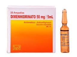 [DIMENHIDRINATO] DIMENHIDRINATO - Solucion inyectable ampolla via I.M - I.V caja x 25 - 50 mg / 5 mL