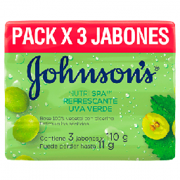 [PACK X3 JABONES JOHNSONS] PACK X3 JABONES JOHNSONS - Jabon base 100% vegetal con glicerina - NUTRI SPA / REFRESCANTE UVA VERDE x 110 g
