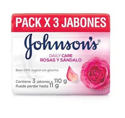 [PACK X3 JABONES JOHNSONS] PACK X3 JABONES JOHNSONS - Jabon base 100% vegetal con glicerina - DAILY CARE / ROSAS Y SANDALO x 110 g