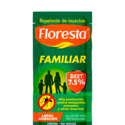 [REPELENTE FLORESTA FAMILIAR] REPELENTE FLORESTA FAMILIAR - Crema - NO GRASO LARGA DURACION con ALOE VERA caja x 20 sachets - 10 mL