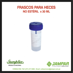 [FRASCO RECO HECES] FRASCO RECOLECTOR HECES - Frasco recolector de heces SAMPLIX - NO ESTERIL x 30 mL