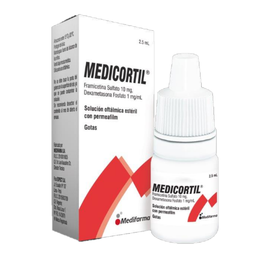 [MEDICORTIL] MEDICORTIL - Solucion oftalmica esteril con permeafilm - gotas x 2.5 mL - 10 mg + 1 mg / mL