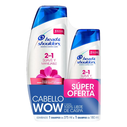 [SUPER OFERTA SHAMPOOS H&amp;S] SUPER OFERTA SHAMPOOS H&amp;S - Shampoo Control Caspa 2 en 1 SUAVE Y MANEJABLE x 375 mL + 180 mL